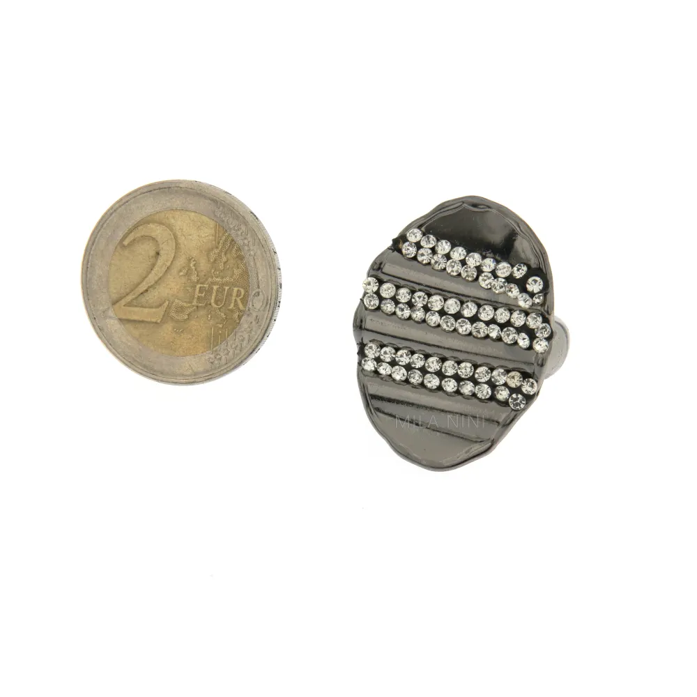 SAME Ovale Strass  Scatola 12pz - Anello Elastico 1268_2