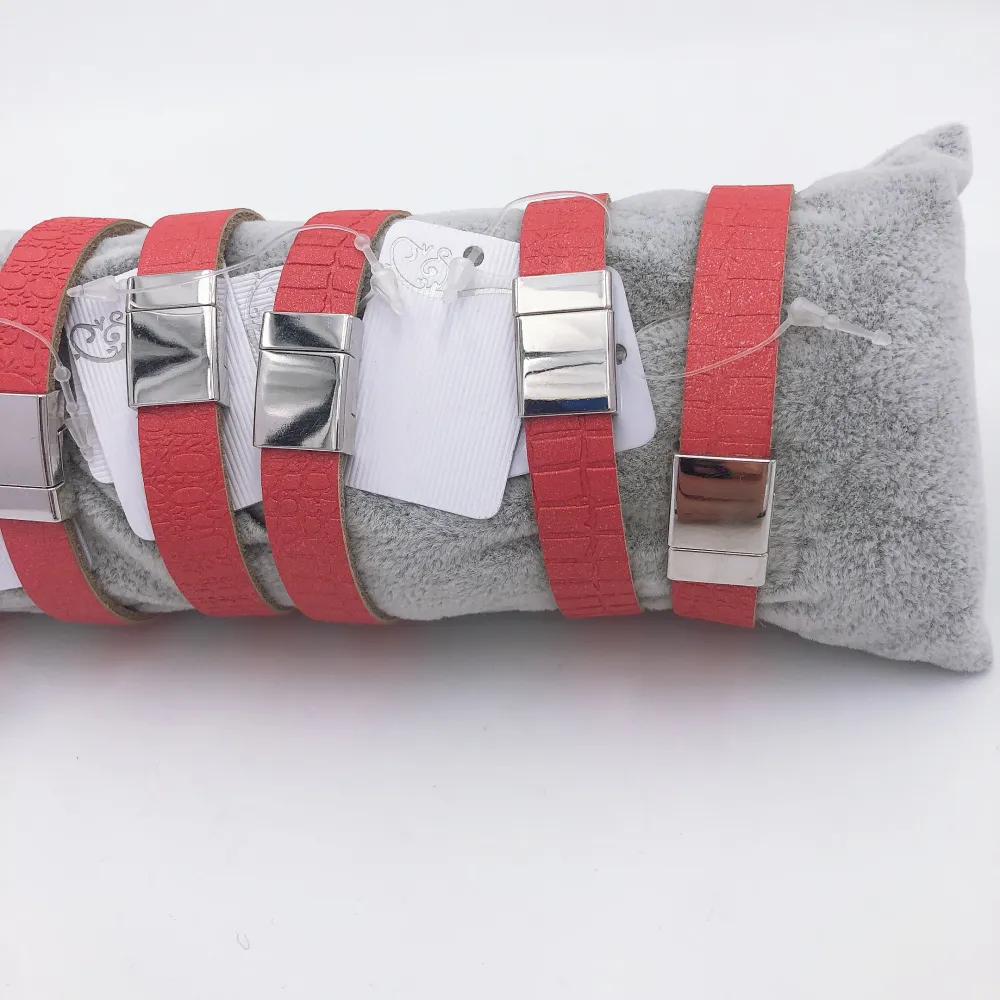 Smaltato misto + pelle larga - Bracciale sul cuscino_2