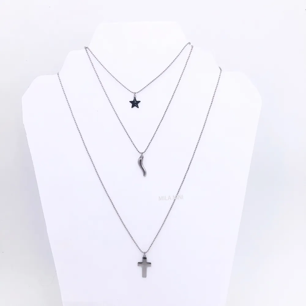 Stella Corno croce Multifilo  - Collana 4477_2