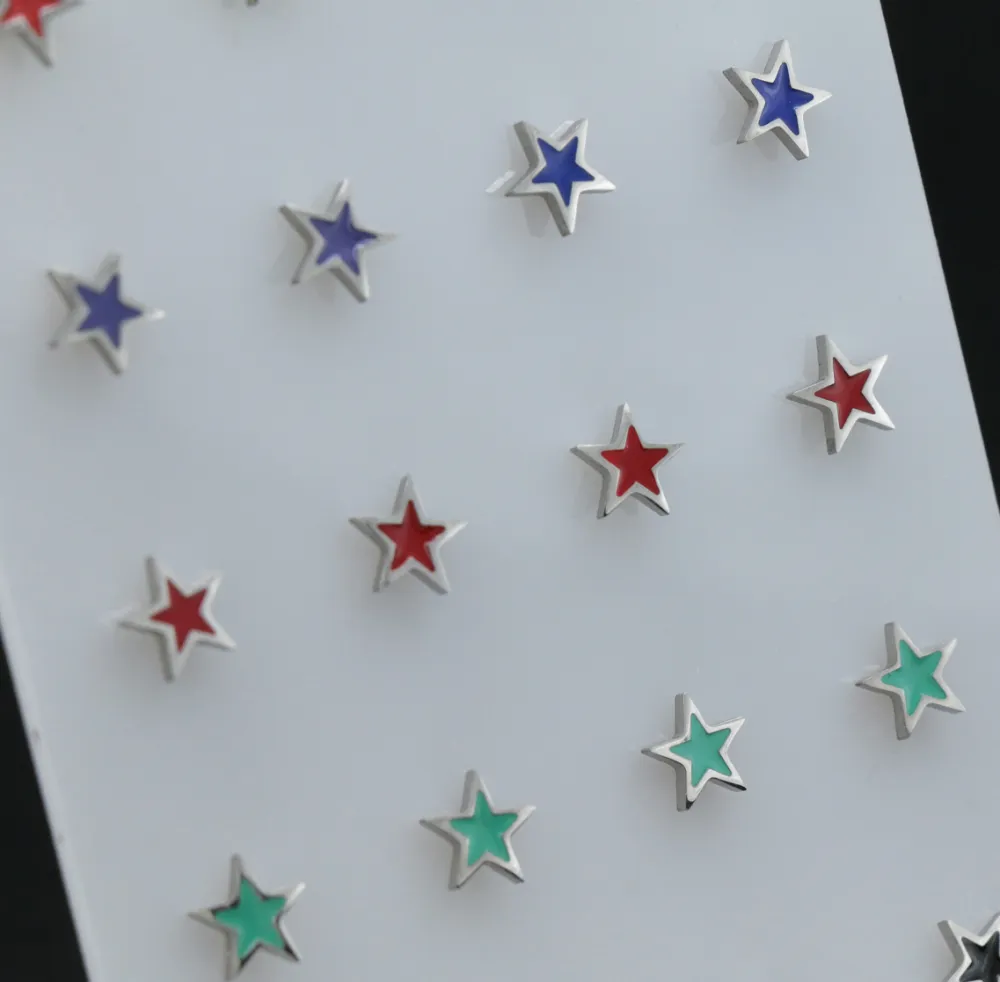 Stellina Smaltato  - Orecchini Acciaio (Conf. da 12 paia)_MIX_2