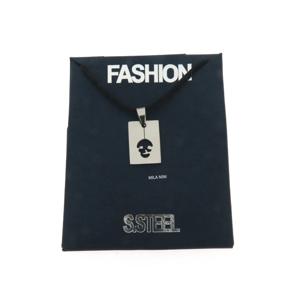 Teschio rettangolo - Collana Corta Unisex_Acciaio_2
