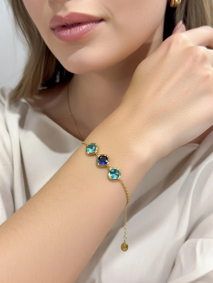 Tre Pietre Rombo -Bracciale in Acciaio - BR-103-AA5415B (Viola)