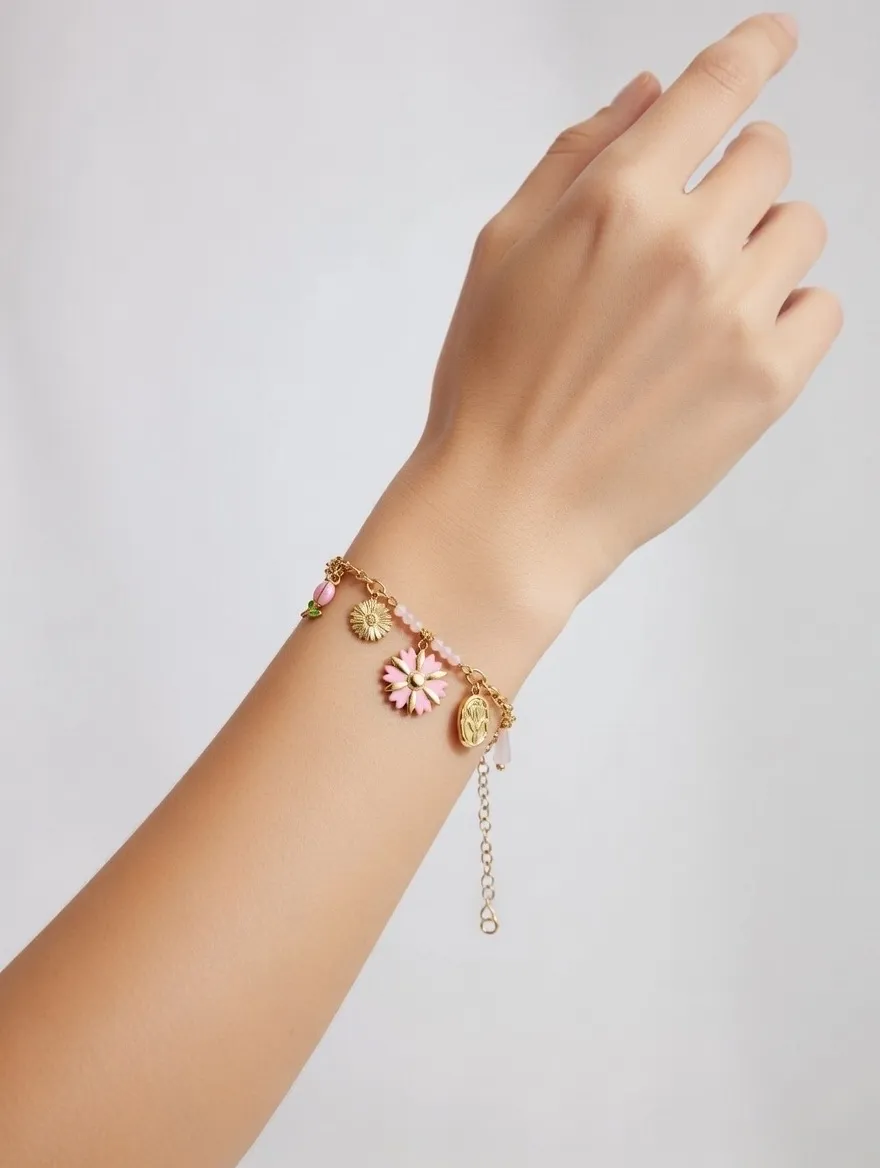 Fiore Tulipano-Bracciale in Acciaio - BR-732-568 (Blu)