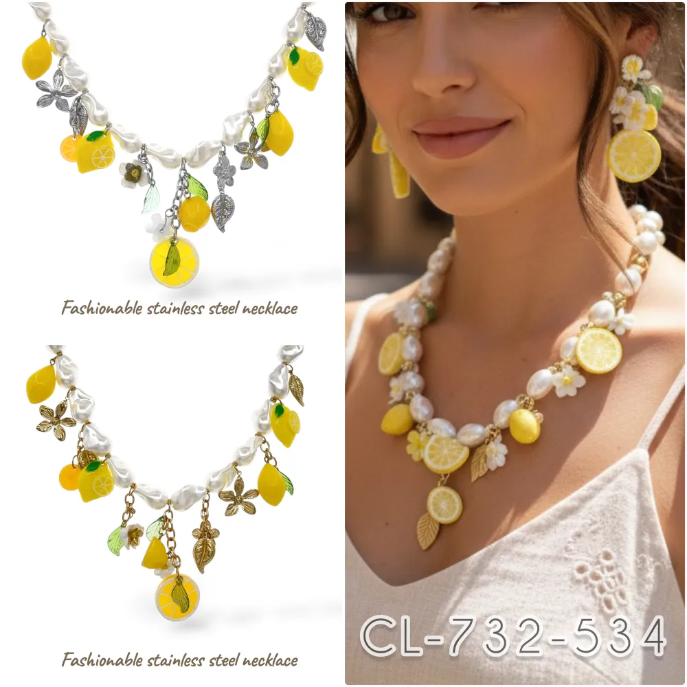 Limone Fiore-Collana Corta in Acciaio - CL-732-534 (Argento)