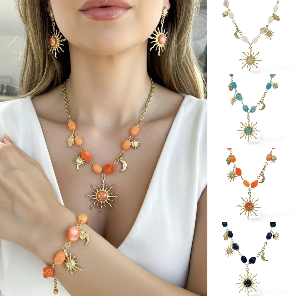 Sole Luna-Collana Corta in Acciaio - CL-794-38 (Nero)