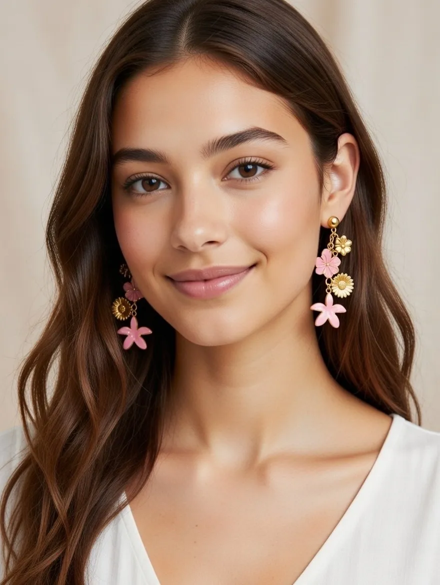 Fiore -Orecchini in Acciaio - OR-732-567 (Blu)