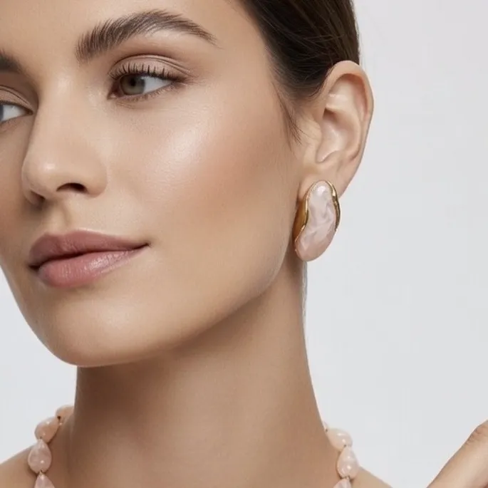 Ovale-Orecchini in Acciaio - OR-776-11 (Marrone)