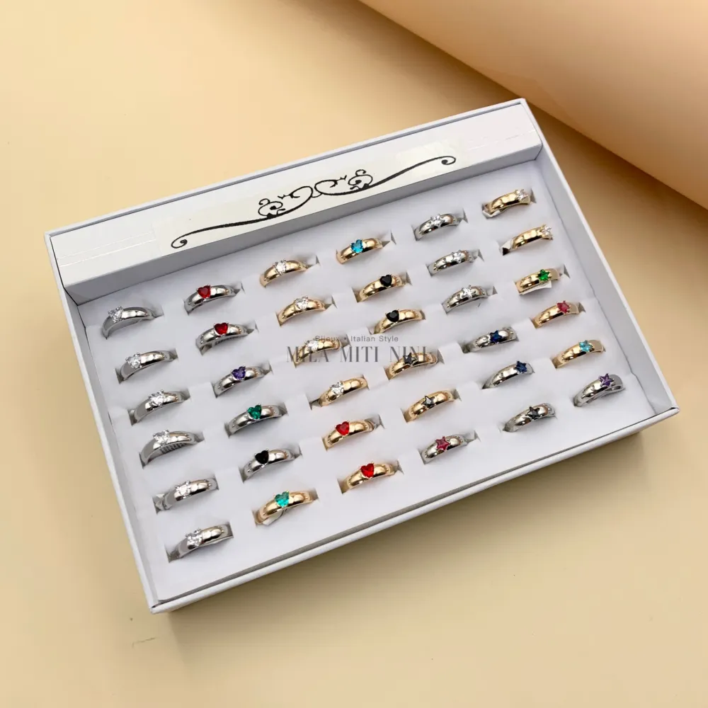 AMR1817-Cuore Stella-36Pz Anelli Regolabili