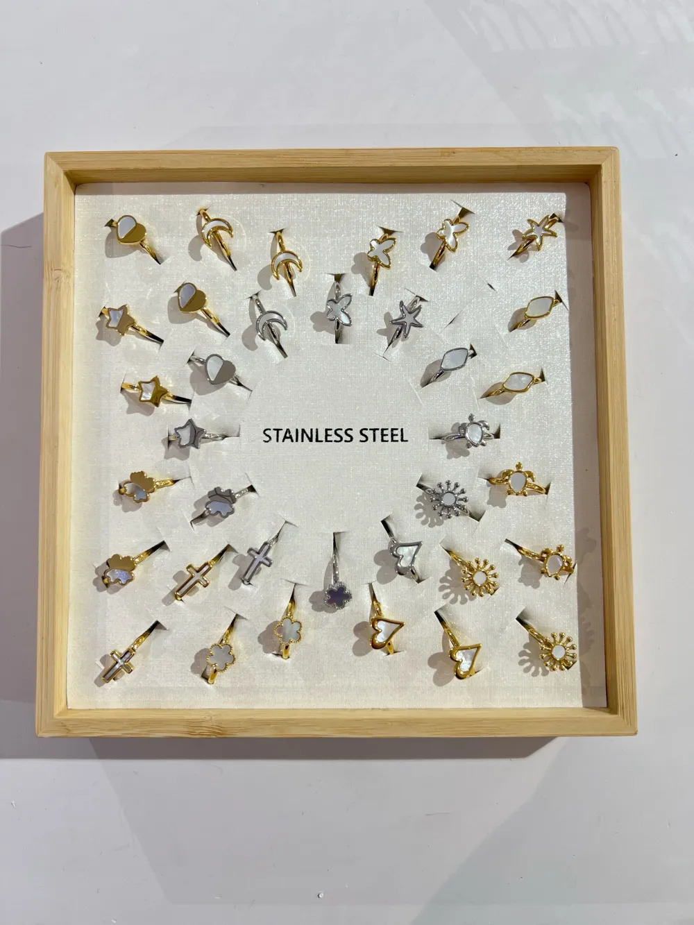 Soggetti Mix con Madreperla -36pz Anelli Regolabili in Acciaio - AN-413-1311