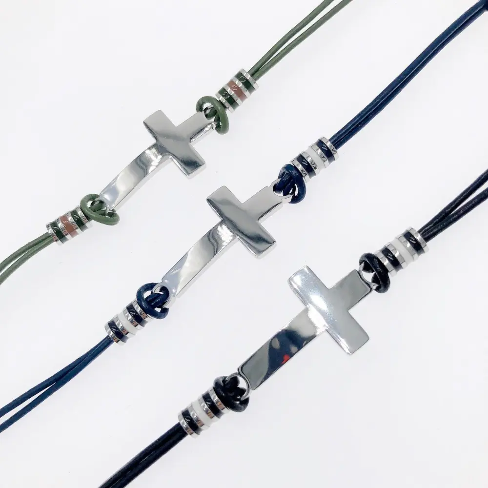 BAU-Croce 4924-Bracciale da uomo in acciaio