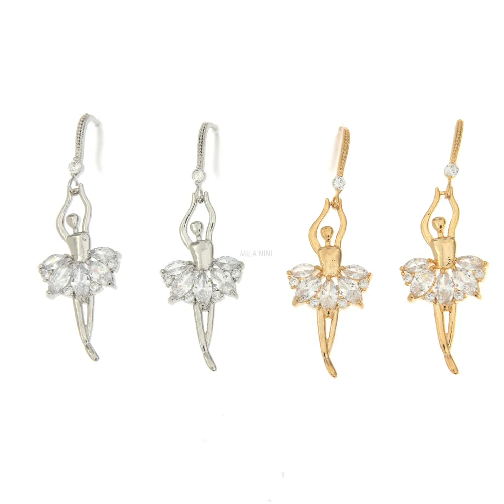 [Ballerina - Orecchini Pendenti Cubic Zirconia] Ballerina - Orecchini Pendenti Cubic Zirconia (Argento)