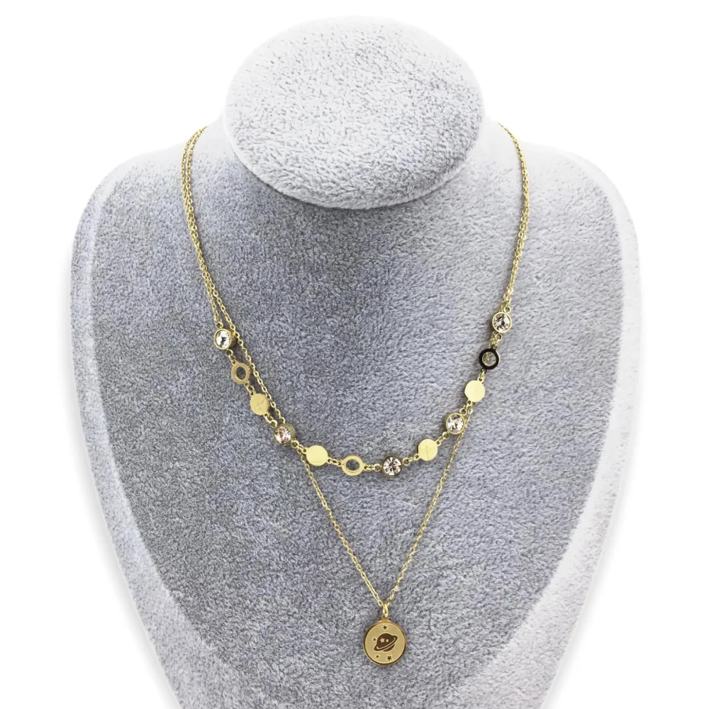 CAC-Pianeta 5454- Collana Corta Doppia in Acciaio