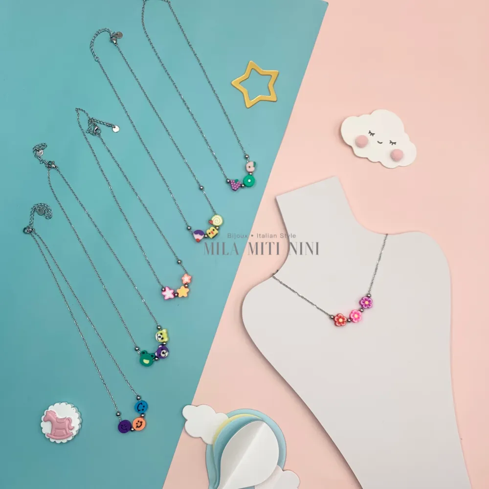 [CAC176-375-Tre Ciondoli- 12Pz Collana Corta] CAC176-375-Tre Ciondoli- 12Pz Collana Corta