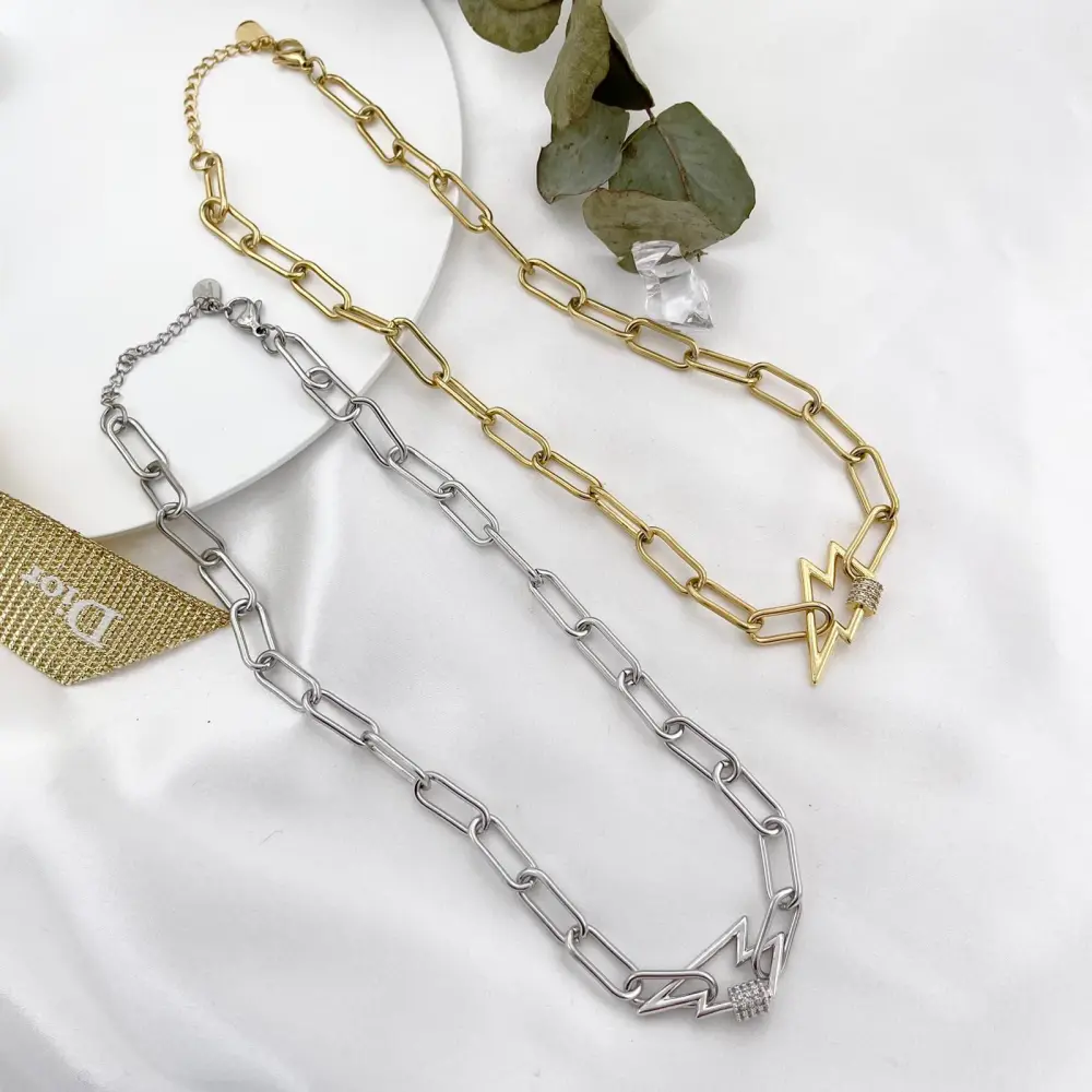 CAC7640-Fumine-Collana a Catena Corta in Acciaio