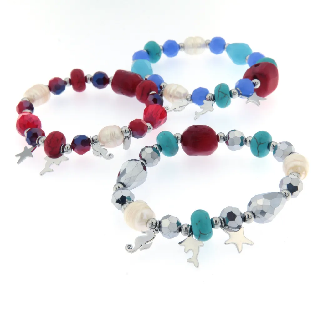 CBAE Delfino Cavalluccio - Bracciale Elastico Acciaio 1022 (Grigio)