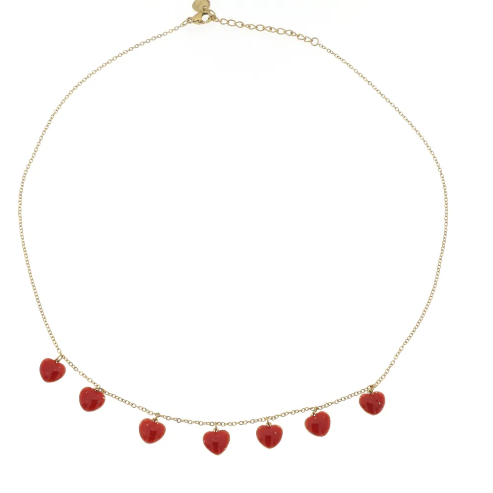 CCAC- Cuorecini Smaltati 4302-Collana corta in Acciaio