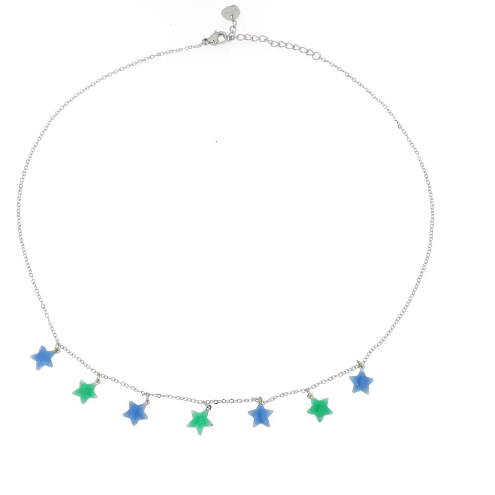 CCAC-Stelline Smaltate 4301-Collana corta in Acciaio