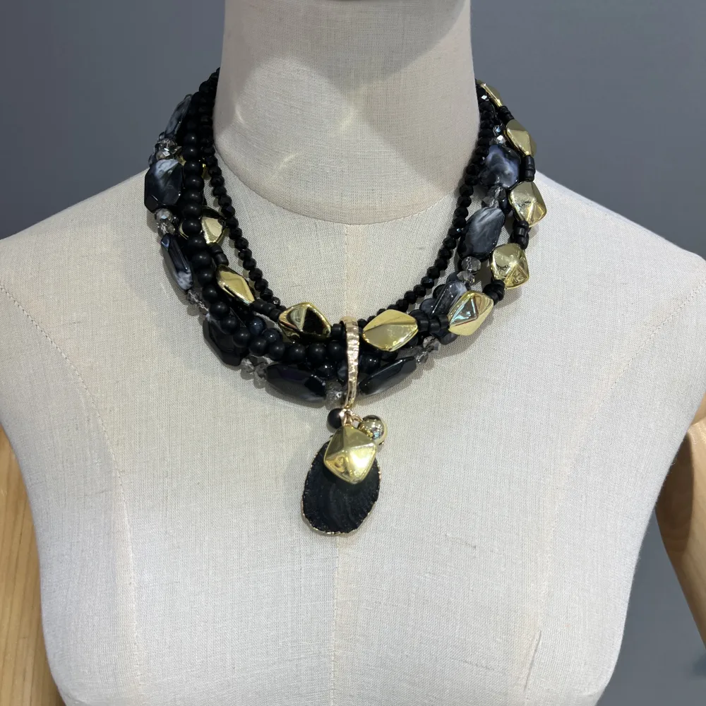 Multifili-Collana Corta Moda - CL-297-23 (Nero)