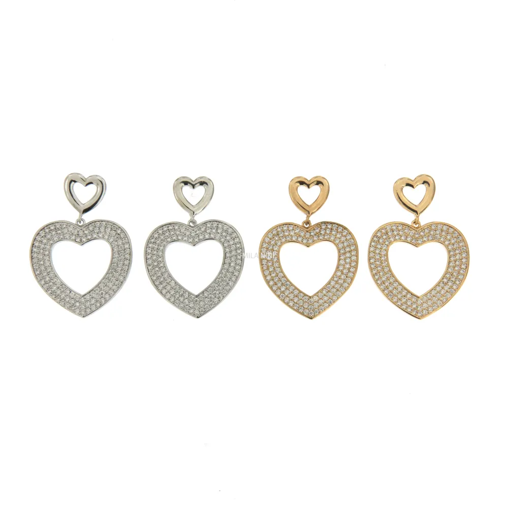 Cuore Vuoto 3 - Orecchini Pendenti Cubic Zirconia