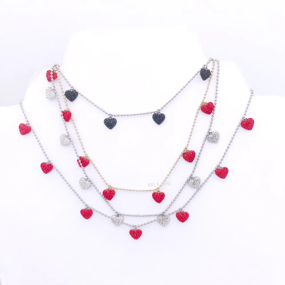 [Cuore strass  - Collana 4744] Cuore strass  - Collana 4744 (Nero)