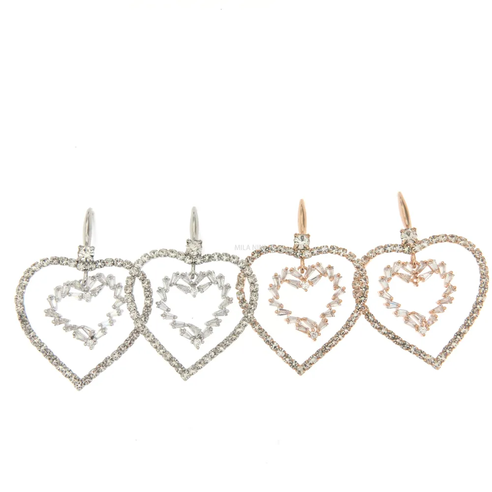 Doppio Cuore - Orecchini Pendenti Cubic Zirconia