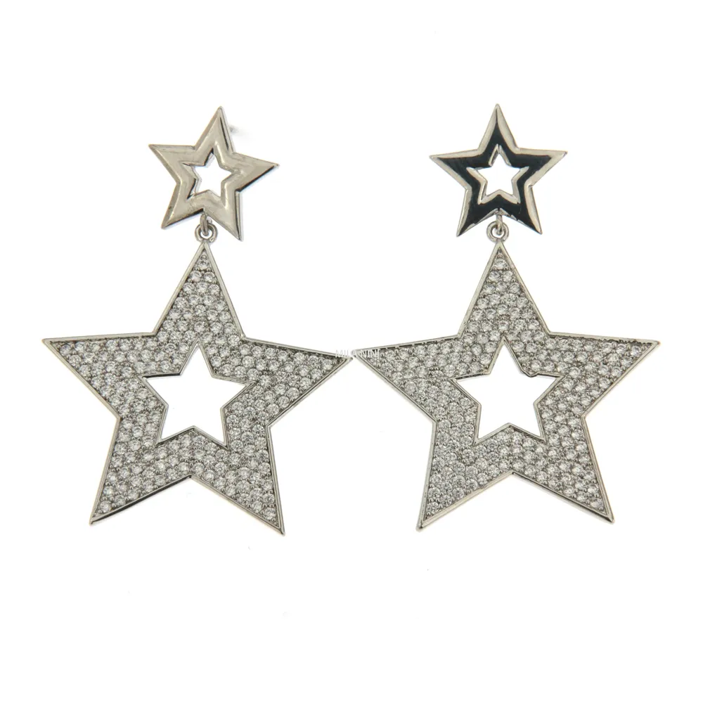 Doppio Stella 2 -Orecchini Pendenti Cubic Zirconia