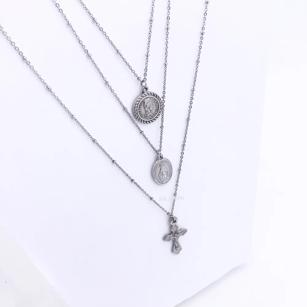 Medaglia rosario madonina croce Multifili  - Collana 4497
