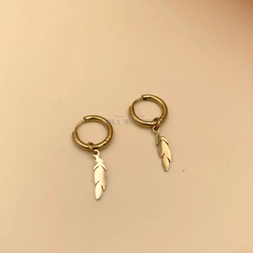 [OPA450-244-Cerchio 2x10 con Piuma -12 Paia Orecchini in Acciaio] OPA450-244-Cerchio 2x10 con Piuma -12 Paia Orecchini in Acciaio