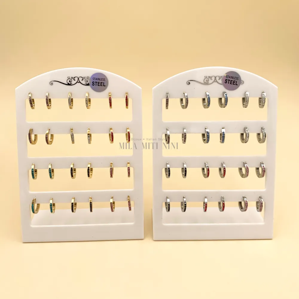 OPA450-344-343-Cerchio Quadrato Colorato  2x9 con Strass-12 Pai