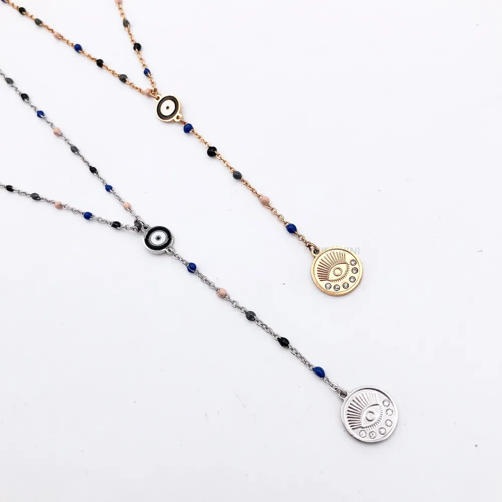 SCCC Occhi Rosario a Y 4686- Collana acciaio