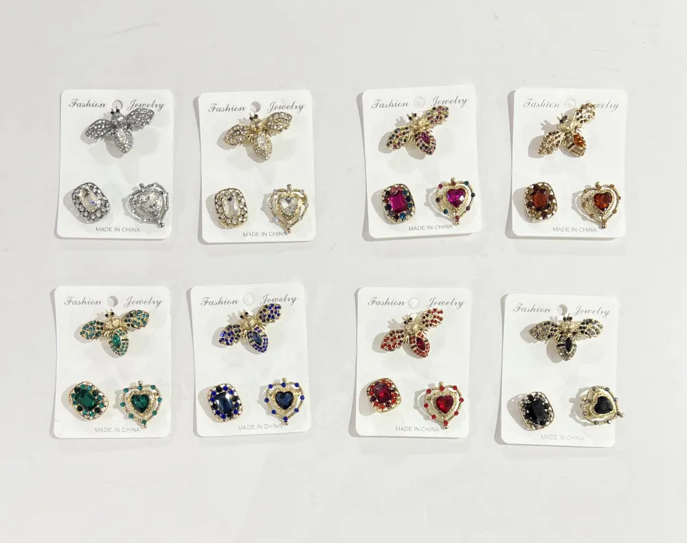 Ape Rettangolare Cuore-Set 3Pz Spille in Metallo - SP-312-341K (Nero)