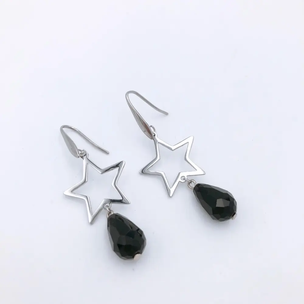 [Stella cristallo-Orecchini pendenti in acciaio] Stella cristallo-Orecchini pendenti in acciaio
