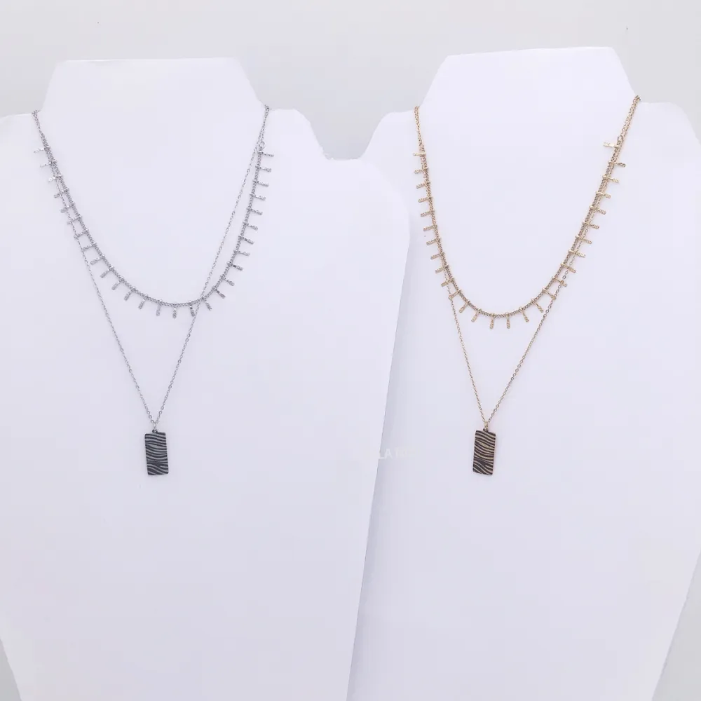 Targa zebrata Multifilo - Collana acciaio 4471