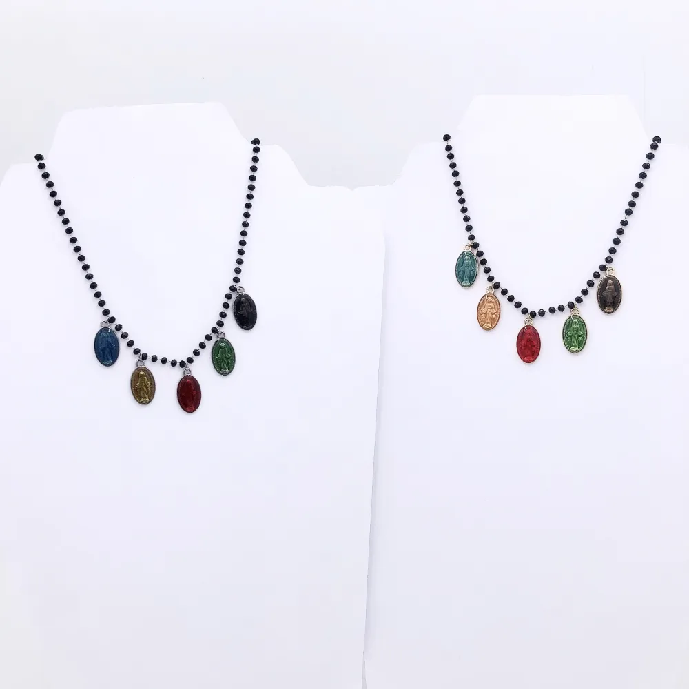 VCAC Madonina colorati  rosario  6761 - Collana acciaio