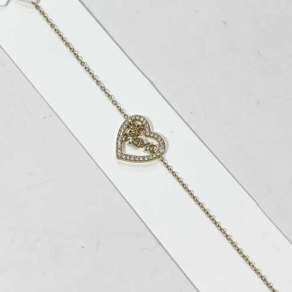 Mama-Bracciale in Acciaio e Zirconia - BR-795-15197 (Oro Giallo)