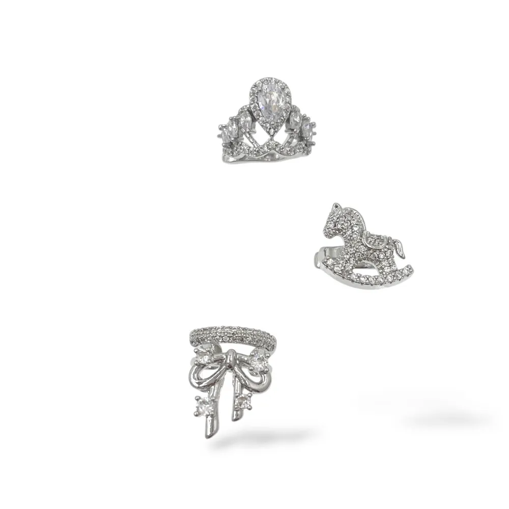 Set 3Pz  -Earcuff con Zirconia - EAK-506-378 (Argento)