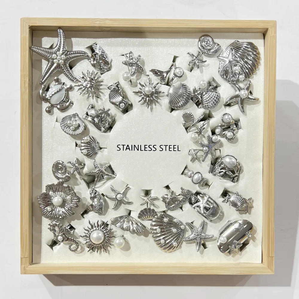 Mix Modelli Mare-36 pz Anelli in Acciaio - AN-105-270