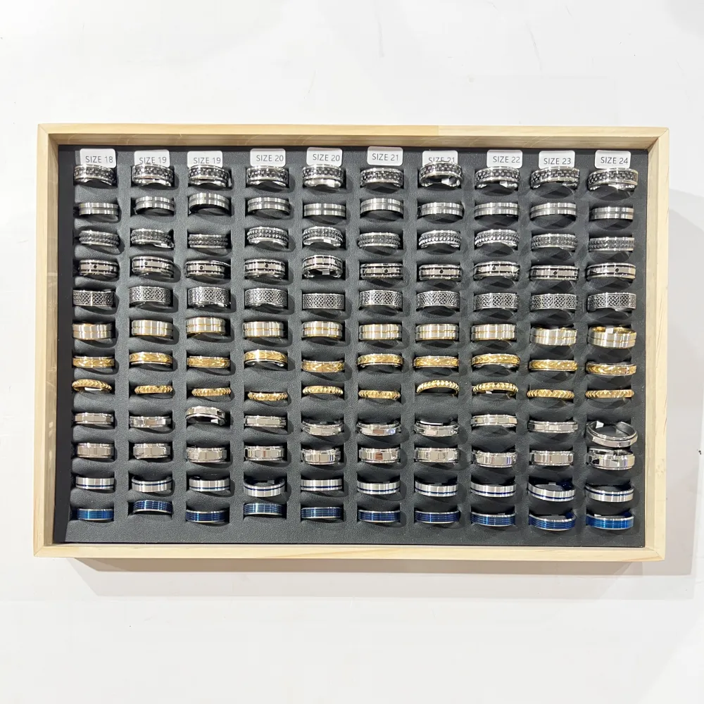 [AN-600-H325] Mix Modelli-120pz Anelli da uomo in Acciao - AN-600-H325