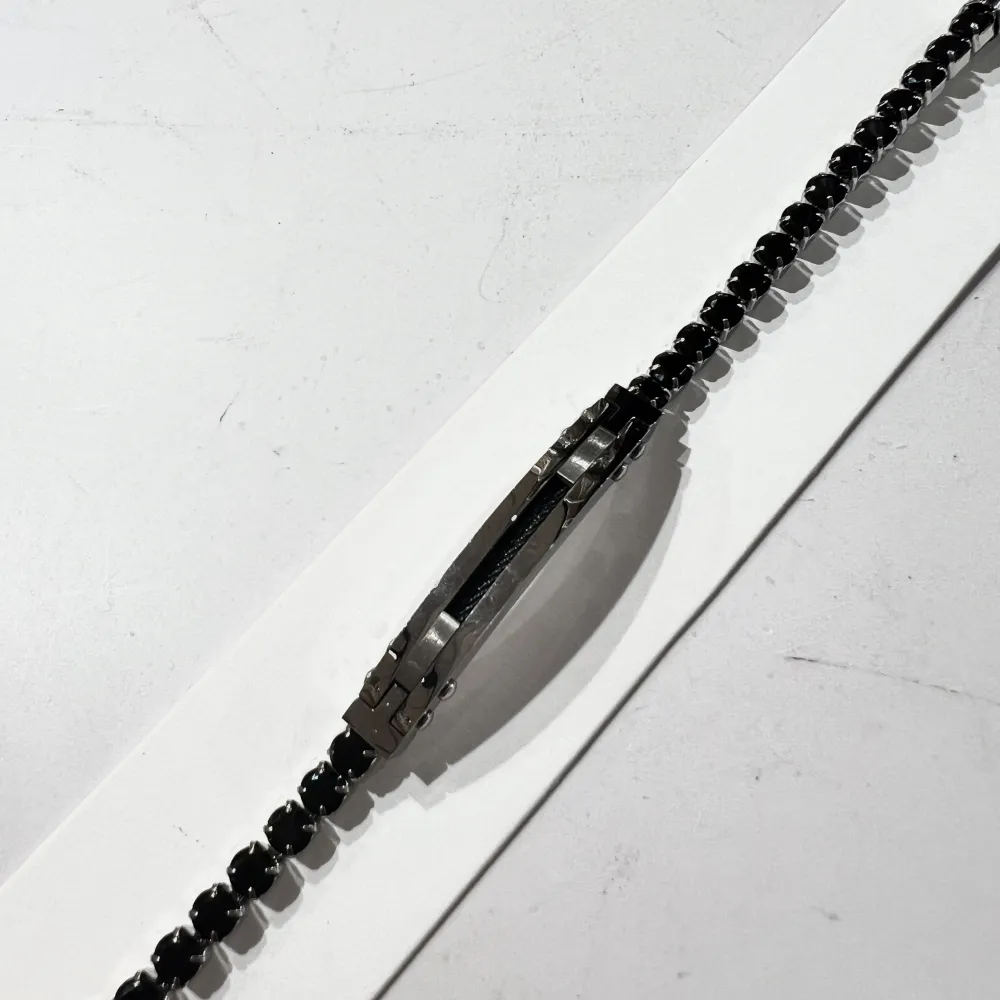 [BR-775-44] corda metallica -Bracciale Uomo in Acciaio - BR-775-44 (Nero Argento)