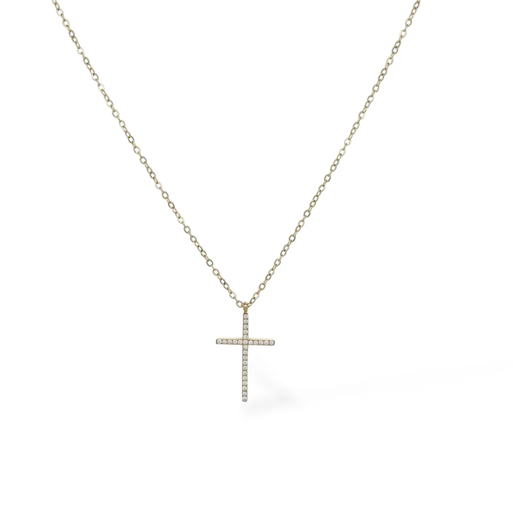 [CAC-791-01] Croce -Collana Corta in Acciaio - CAC-791-01 (Oro Giallo)