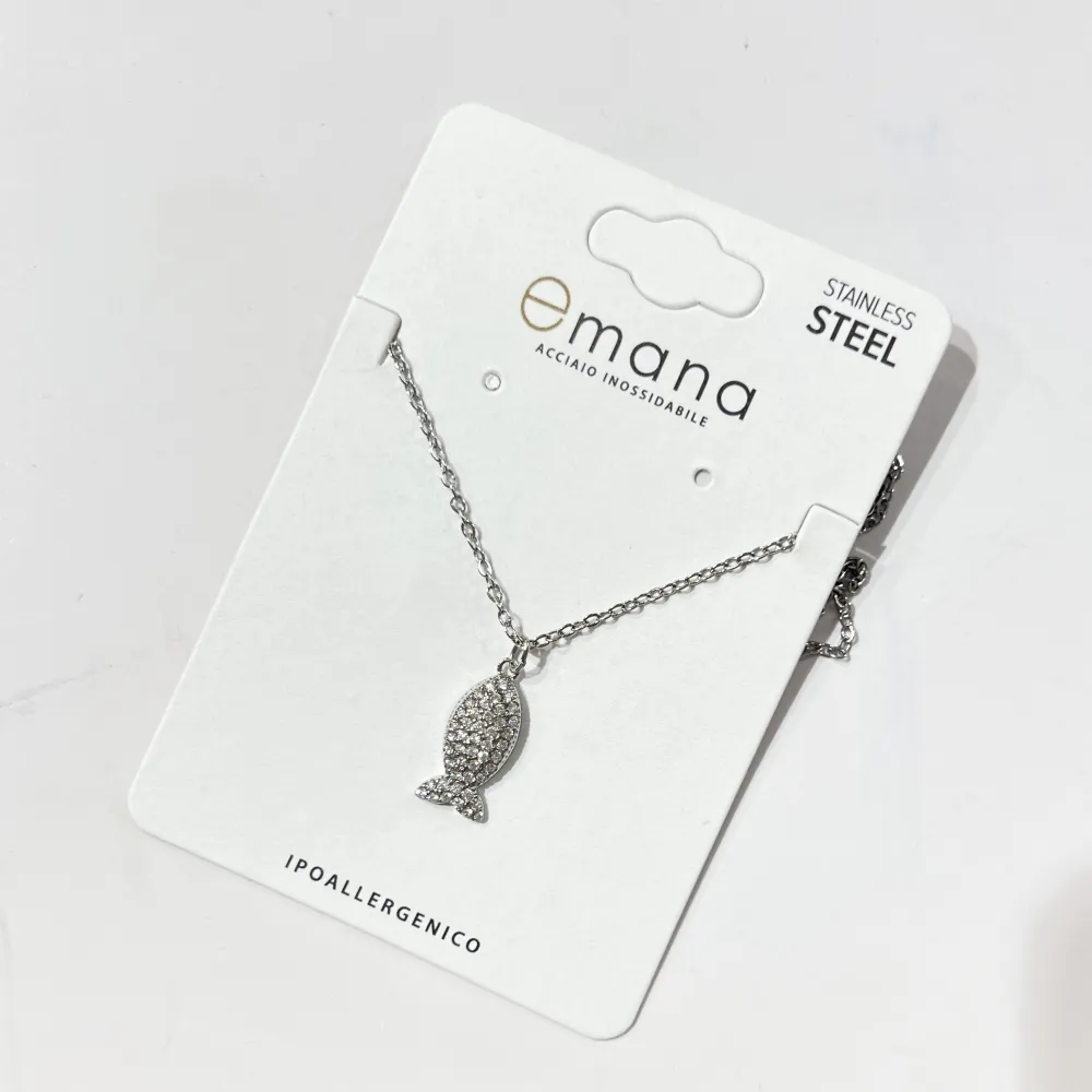 Pesce -Collana Corta in Acciaio - CL-103-AA6281N (Argento)