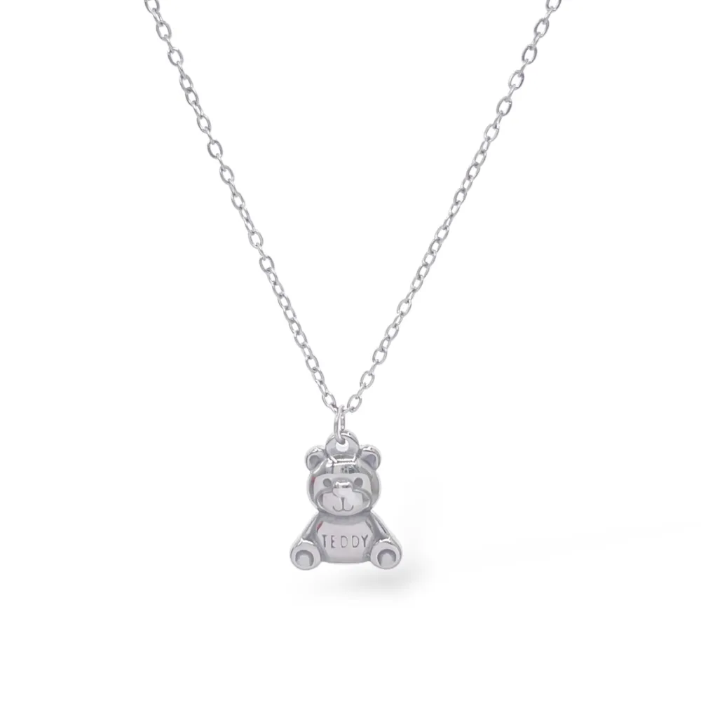 Orsetto-Collana Corta in Acciaio - CL-413-3732 (Argento)