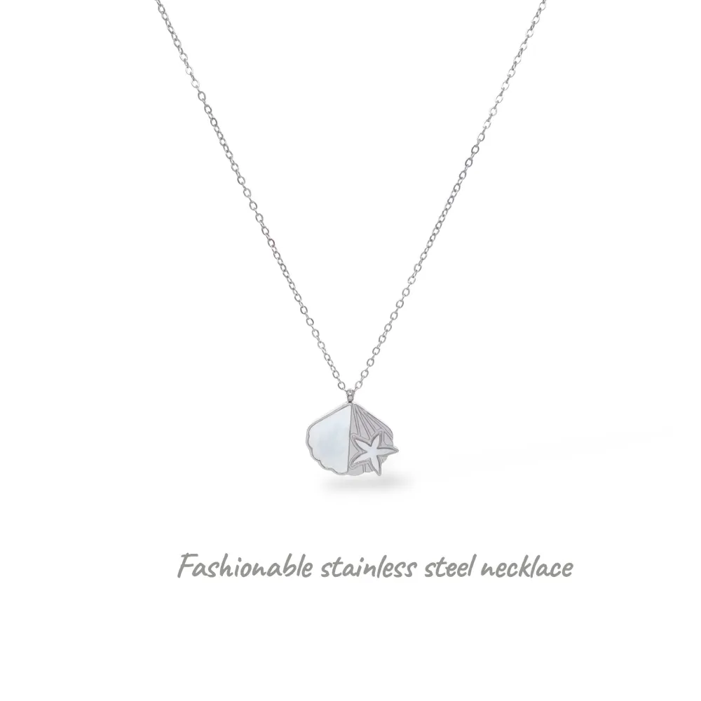 Conchiglia Stella Marina -Collana Corta in Acciaio - CL-795-10611 (Argento)
