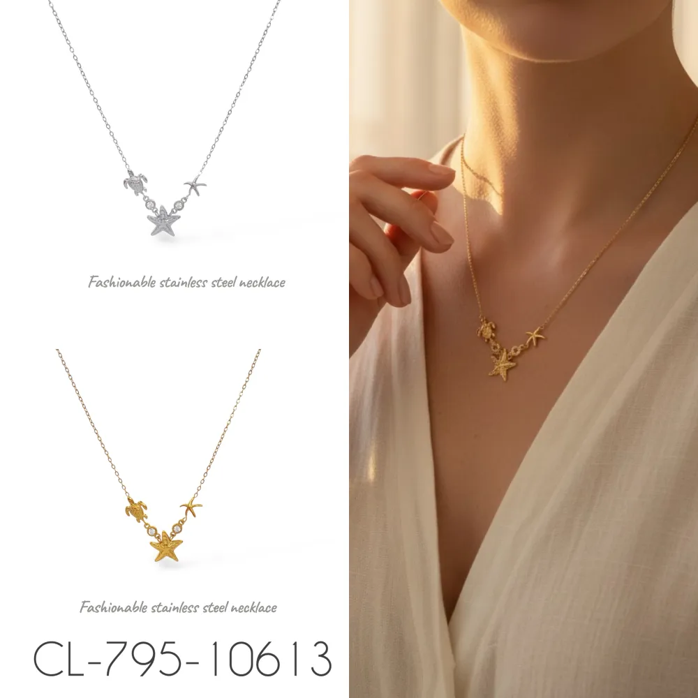 Stella Marina Tartaruga -Collana Corta in Acciaio - CL-795-10614 (Argento)