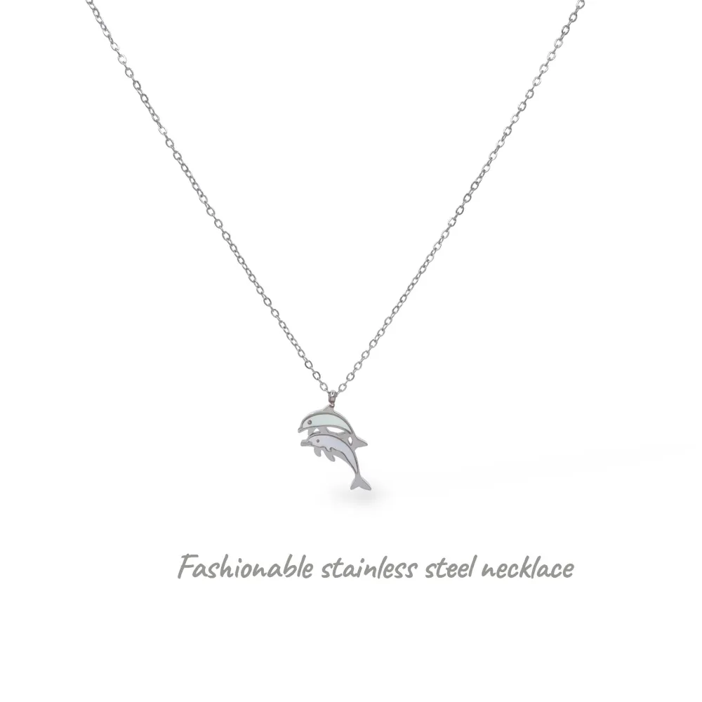 Delfino-Collana Corta in Acciaio - CL-795-10614 s (Argento)