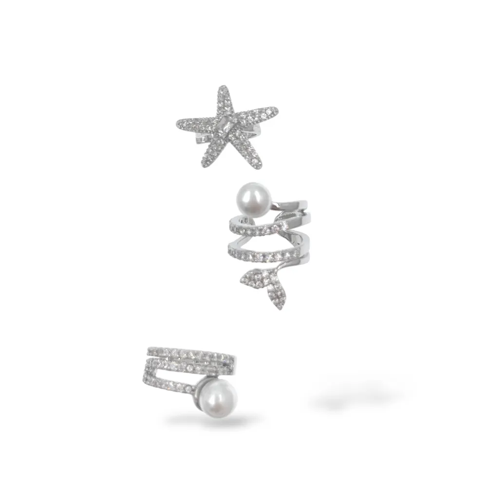 Set 3Pz  -Earcuff con Zirconia - EAK-506-380