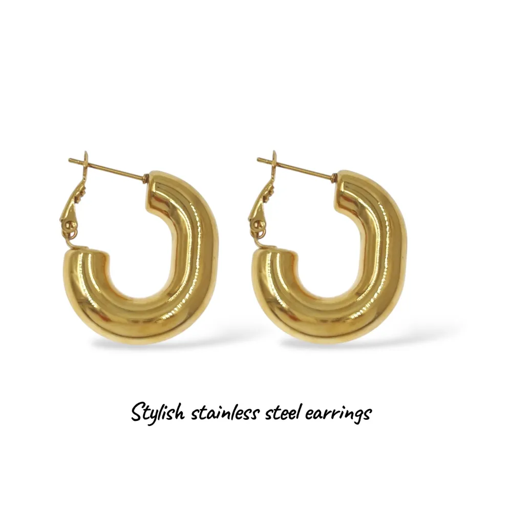 Cerchio Intrecciato -Orecchini in Acciaio - OR-103-AA6563E (Oro Giallo)
