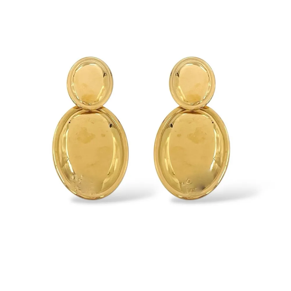 specchio rotondo-Orecchini in Acciaio - OR-413-165 (Oro Giallo)