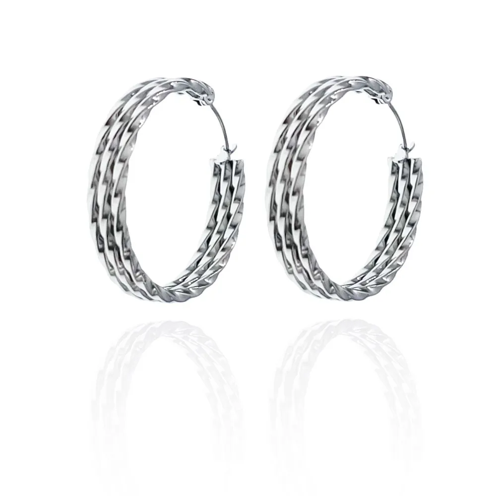 Cerchio  Ovale-Orecchini in Acciaio - OR-445-25 (Argento)