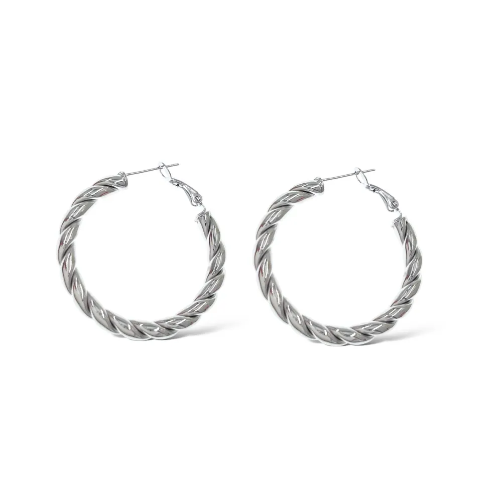 Cerchio  Ovale-Orecchini in Acciaio - OR-450-802 (Argento)